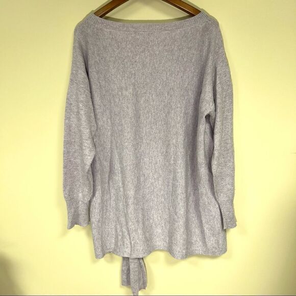 J Crew purple side tie wool blend sweater.  L - Picture 4 of 4